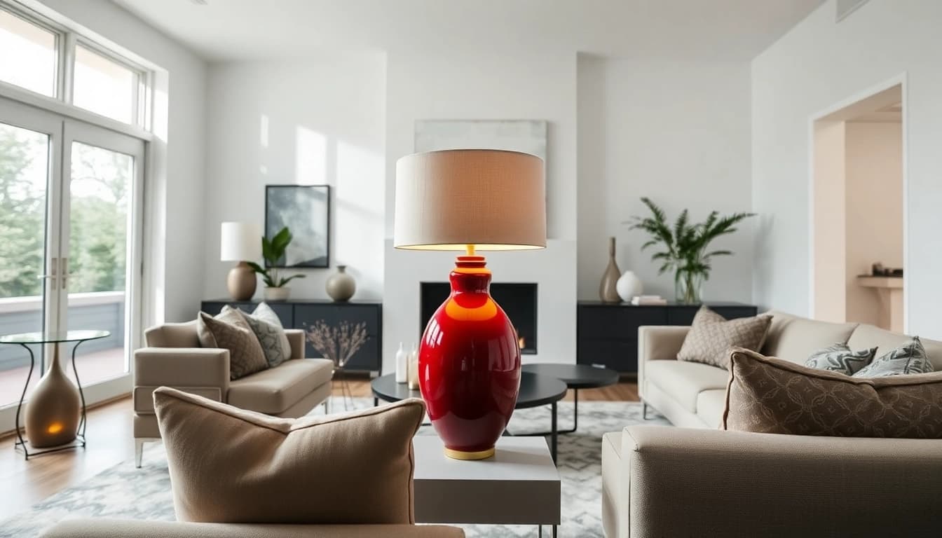 Stunning Robert Abbey RR999 table lamp in a modern living room setting.
