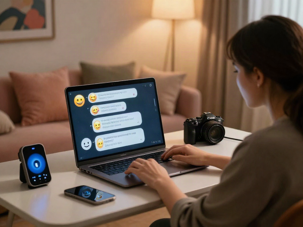 Engaging AI chat porn experience at a modern studio with a dynamic interaction on screen.