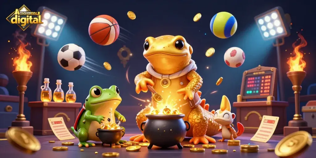 Bet on exciting treasures in ahimajournal-digital with dynamic sportsballs and magical gold elements.
