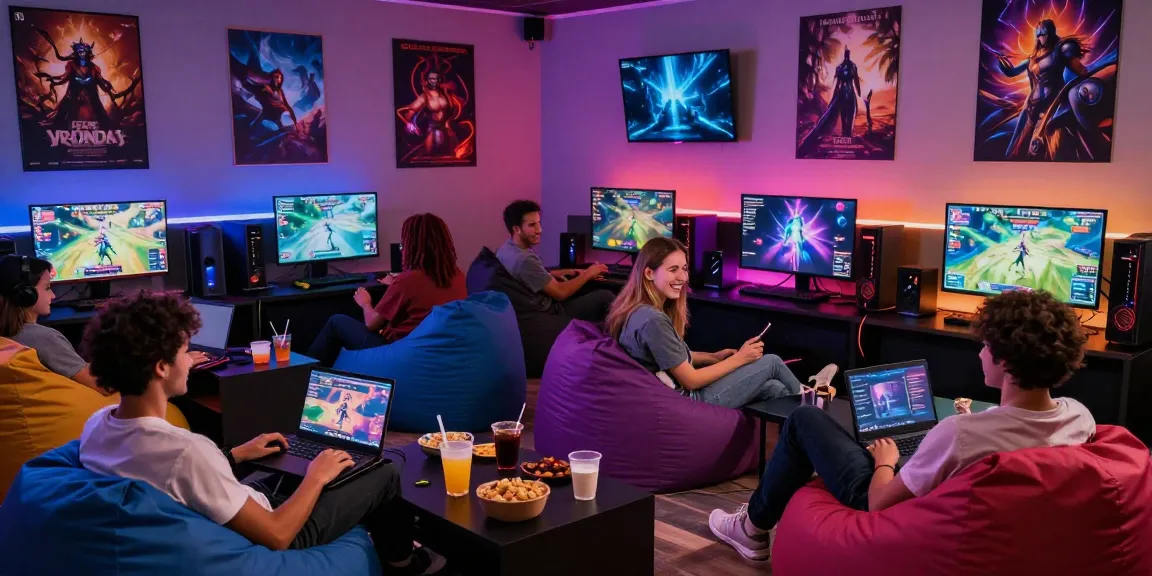 Enjoying immersive porn game online experiences in a vibrant gaming lounge.