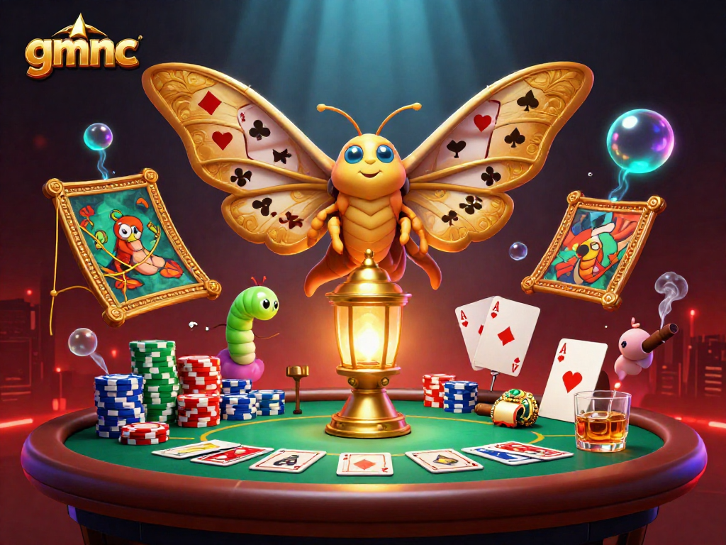 Experience thrilling poker action with gmnc, featuring a vibrant 3D casino scene full of excitement.