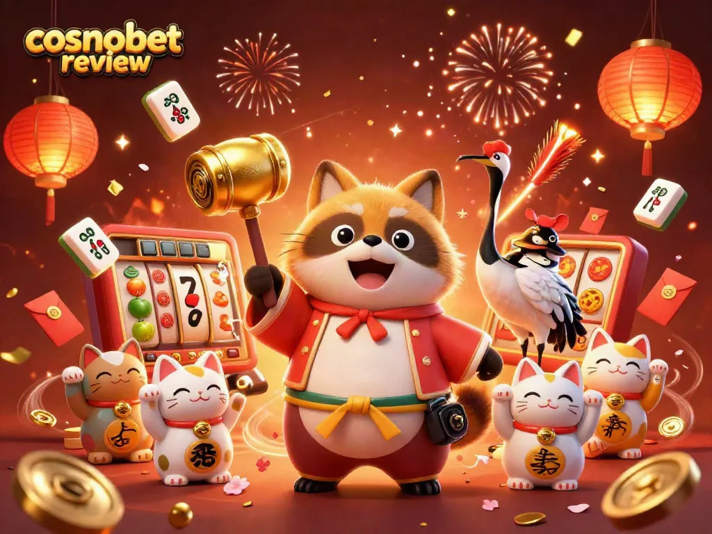 Experience the thrill with this vibrant cosmobet review 3D illustration featuring engaging casino elements.