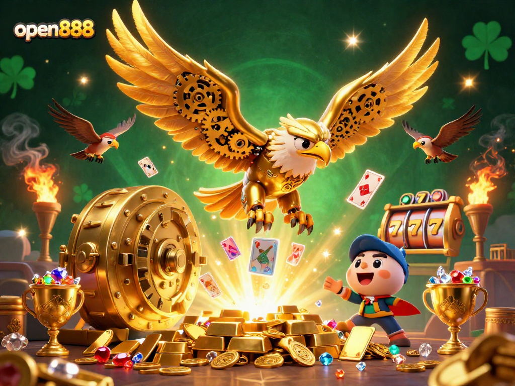 Experience thrilling gameplay with open888 featuring dynamic slot reels and vibrant casino imagery.