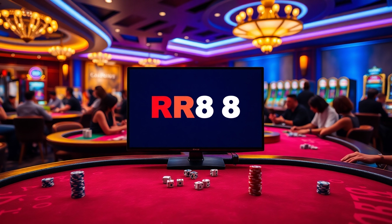 rr88 đăng nhập interface displayed on modern casino table, showcasing excitement and gaming diversity.