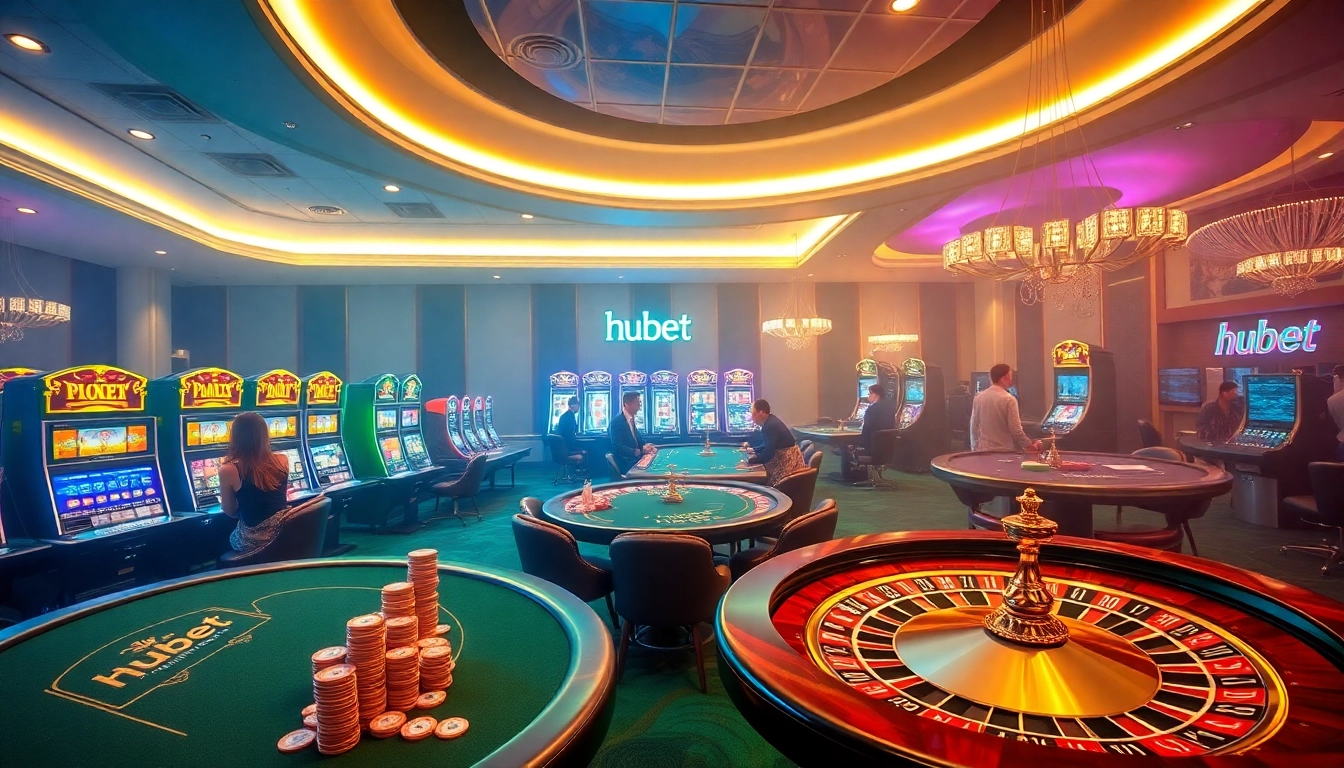 Gamblers enjoying a vibrant hubet casino experience with luxury tables and excitement.