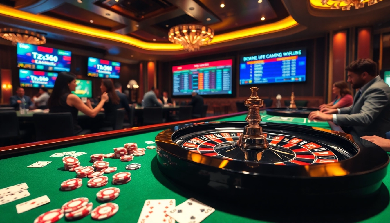 Experience thrilling gambling action on https://tg88com.net/ with players at an elegant roulette table.