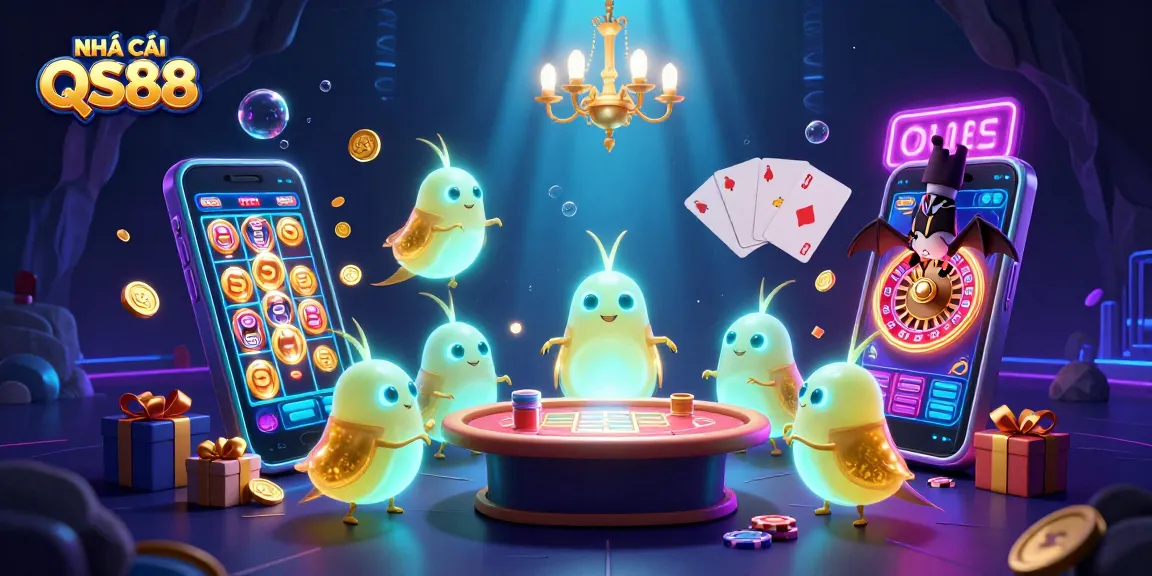 Engage with NHÀ CÁI QS88's magical illuminated casino realm, featuring glowworms and exciting gaming dynamics.