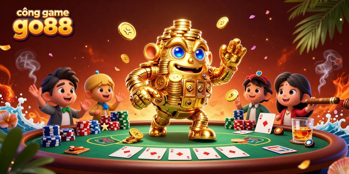 Engage in the thrilling world of cổng game go88 with a vibrant 3D casino illustration.